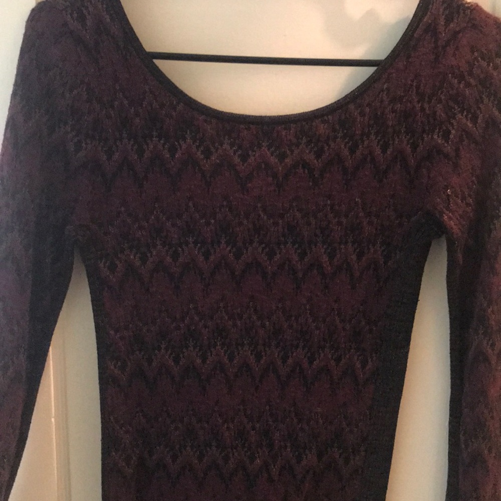 FREE PEOPLE - Mini Knit Zig Zag Sweater Bodycon Dress - Picture 5 of 10